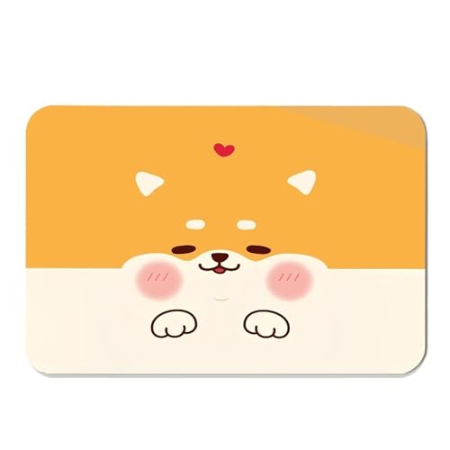 Kaffeemaschine Unterlage Niedliche Abtropfmatte mit Hund, Panda, Katze und Schwein, for Küche, Bar, Kaffee, Geschirr, saugfähige Anti-Rutsch-Matte aus Gummi-Mikrofaser(Z7,LSD40X60X3CM) von WEOKDFHA