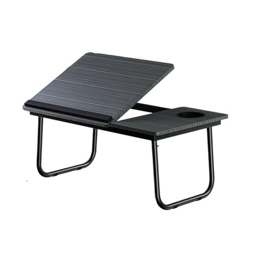 Klappbarer Nachttisch Klappbarer Betttisch, klappbarer Laptop-Schreibtisch fürs Bett, tragbares Computertablett Sofa, Tisch for Schreiben, 4 Winkel verstellbarer Laptop-Tisch mit Getränkehalter(Black) von WEOKDFHA