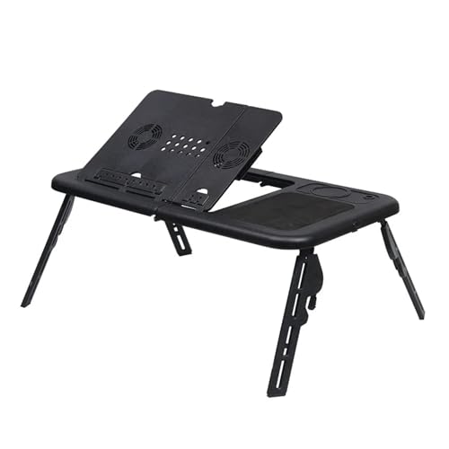Klappbarer Nachttisch Klappbarer Betttisch, multifunktionaler Bett-Laptoptisch, Stehtisch, zusammenklappbar, tragbar, Picknick-Campingtisch, Büromöbel, USB-Kühlung, Arbeitszimmer, Studententisch(ABS) von WEOKDFHA