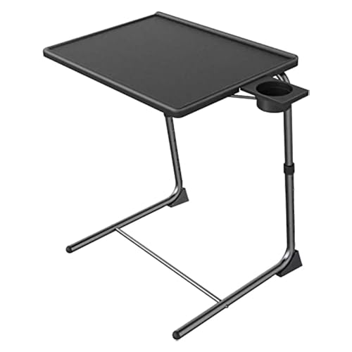 Klappbarer Nachttisch Klappbarer Betttisch, verstellbarer TV-Tabletttisch – TV-Abendessen-Tablett auf Bett und Sofa, bequemer Klapptisch mit 6 Höhen- 3 Neigungswinkeleinstellungen (schwarz(Black) von WEOKDFHA
