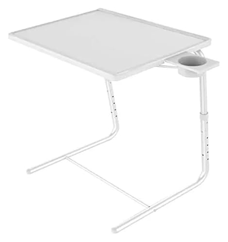 Klappbarer Nachttisch Klappbarer Betttisch, verstellbarer TV-Tabletttisch – TV-Abendessen-Tablett auf Bett und Sofa, bequemer Klapptisch mit 6 Höhen- 3 Neigungswinkeleinstellungen (schwarz(WHITE) von WEOKDFHA