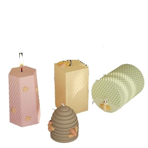 Silikon-Kerzenform 3D Bienenstock Silikon Kerze Form DIY Waben Aroma Gips Seife Kuchen Backform Kerzen Lieferungen Machen Hause Kunst Dekoration(Square) von WEOKDFHA