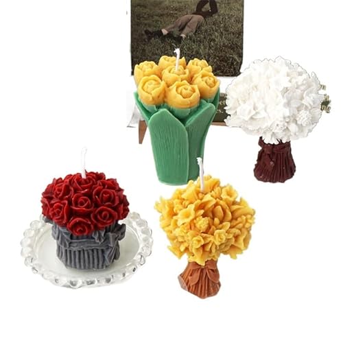 Silikon-Kerzenform 3D Rosenstrauß Kerze Silikonform Tischdekoration Pfingstrose Blumenstrauß Säule Silikonform Luxus Einzigartiges Hochzeitsgeschenk(Rose ball mold) von WEOKDFHA
