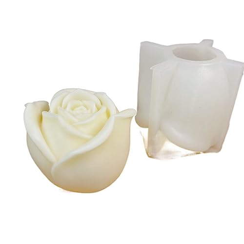 Silikon-Kerzenform 3D große Rosenkerze Silikonform Valentinstag Rosenkuchen Schokoladensilikonform Heimdekoration Harz Gipsform(3pcs set mold) von WEOKDFHA