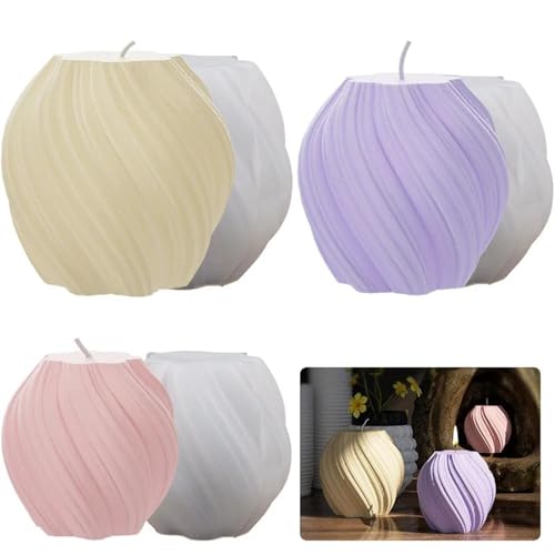Silikon-Kerzenform 3D rotierende Stumpenkerze Silikonform geometrische Welle Kerze Wachsform DIY abstrakte Kunst Seife Harz Gipsform Home Craft Dekor(M) von WEOKDFHA