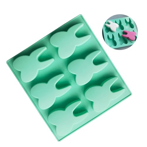 Silikon-Kerzenform 3D zahnförmige Silikonform Zähne Schokolade Fondant Kuchen Süßigkeiten Kerze Seifenform Gelee Dekoration Werkzeuge Puddingformen(Green) von WEOKDFHA