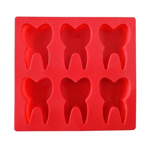 Silikon-Kerzenform 3D zahnförmige Silikonform Zähne Schokolade Fondant Kuchen Süßigkeiten Kerze Seifenform Gelee Dekoration Werkzeuge Puddingformen(Red) von WEOKDFHA