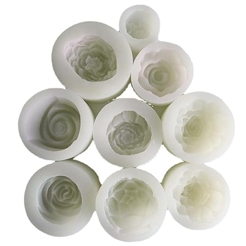 Silikon-Kerzenform Blumen Kerze Silikonform DIY handgemachte Fondant Kuchen Backen Schokolade Zucker Kuchen Werkzeug Harz Polymer Clay machen Form(G) von WEOKDFHA