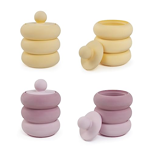 Silikon-Kerzenform DIY Gipszement Aromatherapie Kerzenglas Silikonform stapelbar mit Deckel Kerzenbecher Harzform von WEOKDFHA