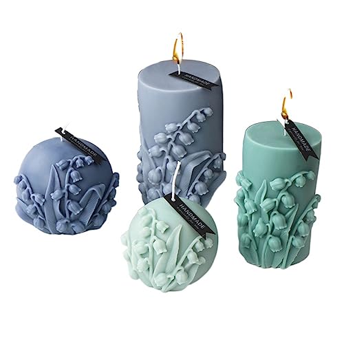 Silikon-Kerzenform Lilie zylindrische Kerze Silikonform Blume Kugel Zylinder Seife Harz Gips machen Form Schokolade Backset Home Decor Geschenke(Cylinder L) von WEOKDFHA
