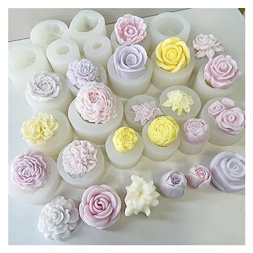 Silikon-Kerzenform Volle Serie 3D Blume Kerze Silikon Form Hausgemachte Handgemachte Seife Gips Harz DIY Schokolade Eis Kuchen Dekoration Backen Molud(K) von WEOKDFHA