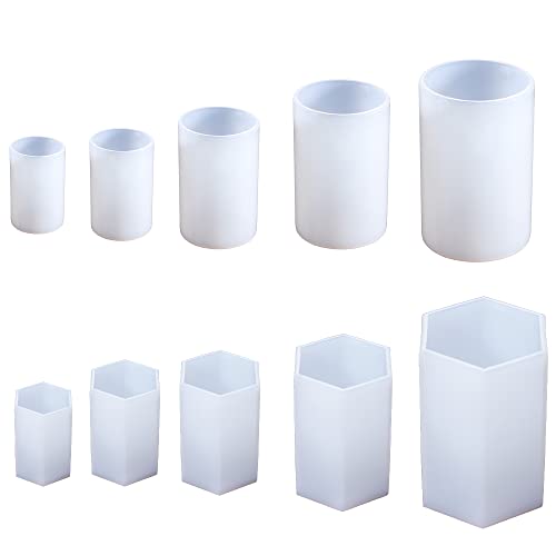 Silikon-Kerzenform Zylinder-Silikonform, sechseckig, Epoxidharzform for selbstgemachte Epoxidharz-Kerzengussformen, Kunsthandwerk, Heim-Tischdekoration(Cylinder 03) von WEOKDFHA