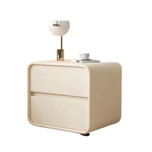 WEOKDFHA Beistelltisch Minimaler Massivholz-Softpaket-Creme-Wind-Warm-Schlafzimmer-Nachttisch Minimal Schmal Khaki Milchweiß(Red,50-40-47cm) von WEOKDFHA