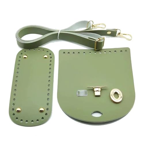 WEOKDFHA DIY-Set zur Ledertaschenherstellung 1 Set handgemachte Handtasche Tasche Set Leder Tasche Böden mit Hardware Paket Zubehör Handtasche Shloulder Straps DIY Frauen Rucksack(Green G) von WEOKDFHA