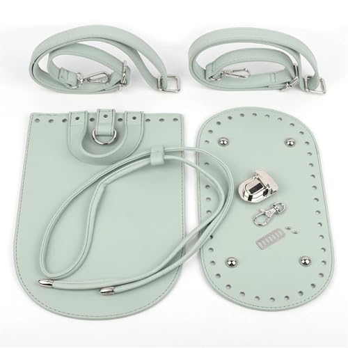 WEOKDFHA DIY-Set zur Ledertaschenherstellung 1set DIY Handgemachte Rucksack Frauen Schulter Tasche Zubehör Leder Tasche Riemen Untere Abdeckung Mit Hardware for Häkeln Handtasche(Green) von WEOKDFHA