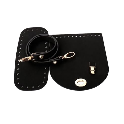 WEOKDFHA DIY-Set zur Ledertaschenherstellung 3 Teile/Satz Faux Leder Schulter Tasche Boden Strap Handtasche Schulter Gurt Gewebte Tasche Set for DIY Handgemachte Tasche Rucksack Zubehör(Black Set) von WEOKDFHA