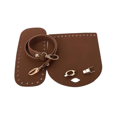 WEOKDFHA DIY-Set zur Ledertaschenherstellung 3 Teile/Satz Faux Leder Schulter Tasche Boden Strap Handtasche Schulter Gurt Gewebte Tasche Set for DIY Handgemachte Tasche Rucksack Zubehör(Coffee Set) von WEOKDFHA