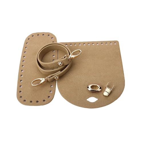 WEOKDFHA DIY-Set zur Ledertaschenherstellung 3 Teile/Satz Faux Leder Schulter Tasche Boden Strap Handtasche Schulter Gurt Gewebte Tasche Set for DIY Handgemachte Tasche Rucksack Zubehör(Khaki Set) von WEOKDFHA