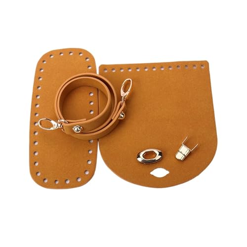 WEOKDFHA DIY-Set zur Ledertaschenherstellung 3 Teile/Satz Faux Leder Schulter Tasche Boden Strap Handtasche Schulter Gurt Gewebte Tasche Set for DIY Handgemachte Tasche Rucksack Zubehör(Yellow Set) von WEOKDFHA