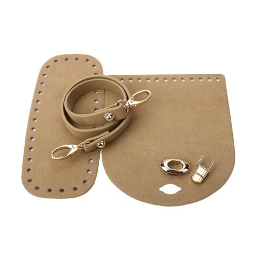 WEOKDFHA DIY-Set zur Ledertaschenherstellung 3 Teile/Satz Faux Leder Schulter Tasche for DIY Rucksack Zubehör Unteren Riemen Gewebte Tasche Set Handgemachte Tasche Häkeln Tasche Schulter Gurt(Khaki) von WEOKDFHA