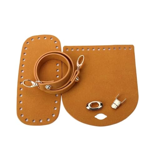 WEOKDFHA DIY-Set zur Ledertaschenherstellung 3 Teile/Satz Faux Leder Schulter Tasche for DIY Rucksack Zubehör Unteren Riemen Gewebte Tasche Set Handgemachte Tasche Häkeln Tasche Schulter Gurt(Brown) von WEOKDFHA