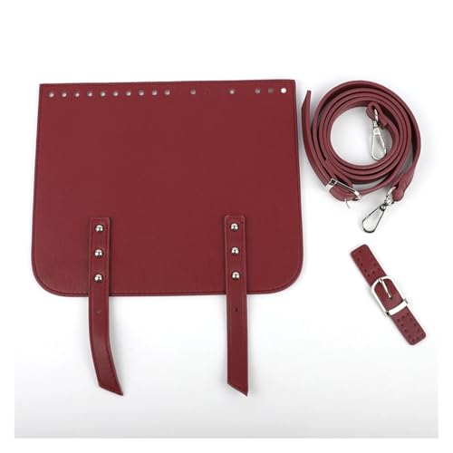 WEOKDFHA DIY-Set zur Ledertaschenherstellung 3-teiliges Ledertaschen-Set, gehäkelte Umhängetasche mit Löchern, Verstellbarer Taschengurt for DIY-Frauen-Handtaschen-Zubehör(Red) von WEOKDFHA