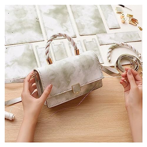 WEOKDFHA DIY-Set zur Ledertaschenherstellung 5 Teile/Satz Handgemachte Handtasche Pu Leder Griff Schulter Tasche Zubehör for Frauen DIY Rucksack Hand Nähen Mit Nähen Werkzeuge(Green) von WEOKDFHA