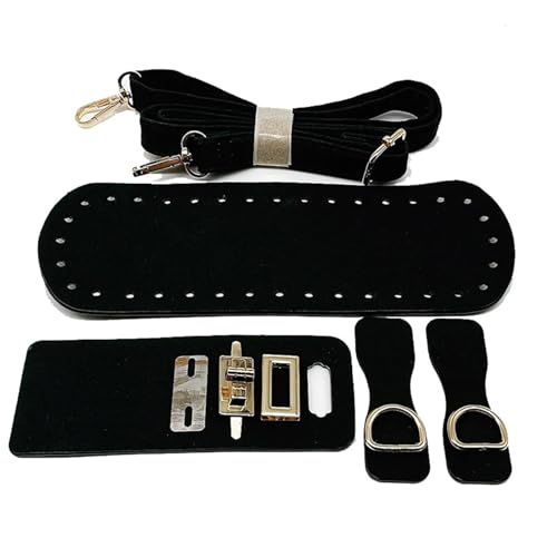 WEOKDFHA DIY-Set zur Ledertaschenherstellung 8 Farben, 4 Teile/Satz Kunstleder-Umhängetasche-Untergurt, Ersatz for DIY-Strick-, Häkel-, Handtaschen-Nähzubehör(Black-02) von WEOKDFHA