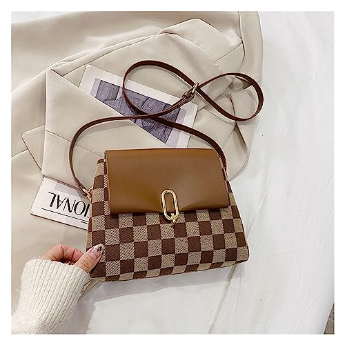 WEOKDFHA DIY-Set zur Ledertaschenherstellung Ankunft 4 Farben PU Material Set for Telefon Münze Tasche Schachbrett Joint Farbe Handtasche Nähen DIY Schulter Tasche Zubehör(Brown) von WEOKDFHA