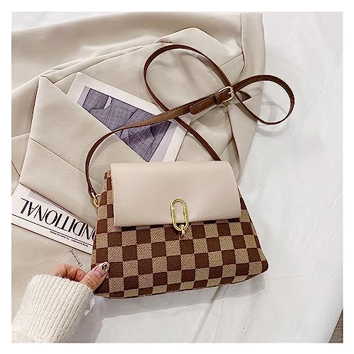 WEOKDFHA DIY-Set zur Ledertaschenherstellung Ankunft 4 Farben PU Material Set for Telefon Münze Tasche Schachbrett Joint Farbe Handtasche Nähen DIY Schulter Tasche Zubehör(Khaki) von WEOKDFHA