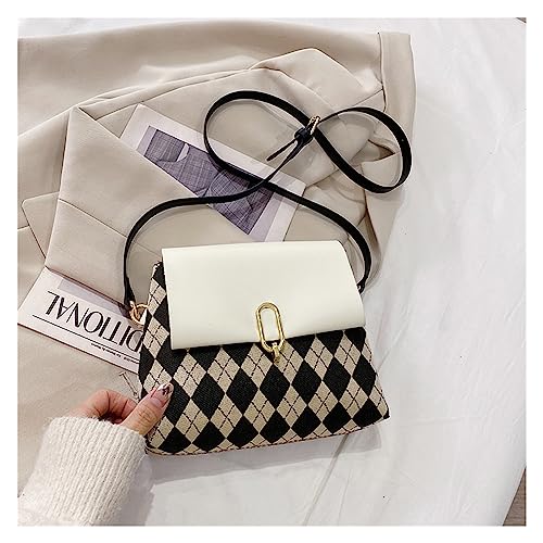 WEOKDFHA DIY-Set zur Ledertaschenherstellung Ankunft 4 Farben PU Material Set for Telefon Münze Tasche Schachbrett Joint Farbe Handtasche Nähen DIY Schulter Tasche Zubehör(White) von WEOKDFHA