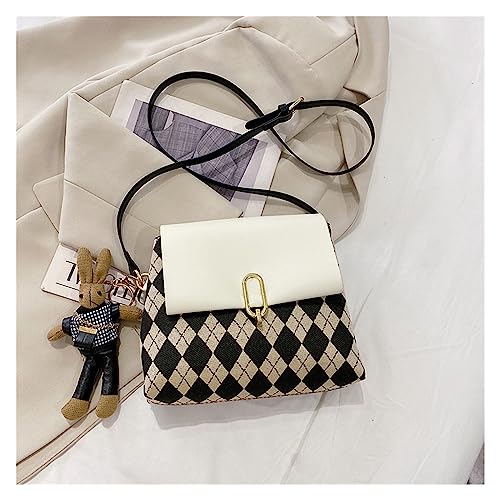 WEOKDFHA DIY-Set zur Ledertaschenherstellung Ankunft 4 Farben PU Material Set for Telefon Münze Tasche Schachbrett Joint Farbe Handtasche Nähen DIY Schulter Tasche Zubehör(White with Bear) von WEOKDFHA