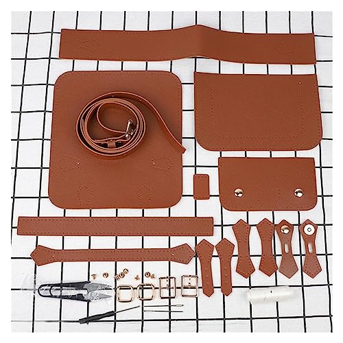 WEOKDFHA DIY-Set zur Ledertaschenherstellung DIY-Werkzeugset zur Herstellung von Lederhandwerkstaschen, Nähmaterial for Strick- und Häkeltaschen(Brown) von WEOKDFHA