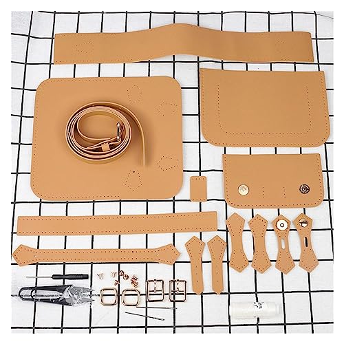 WEOKDFHA DIY-Set zur Ledertaschenherstellung DIY-Werkzeugset zur Herstellung von Lederhandwerkstaschen, Nähmaterial for Strick- und Häkeltaschen(Khaki) von WEOKDFHA