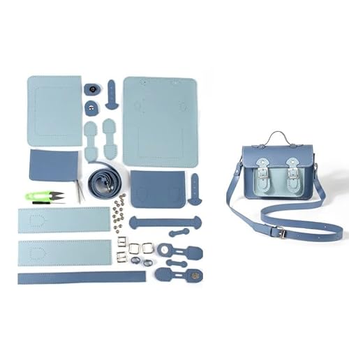 WEOKDFHA DIY-Set zur Ledertaschenherstellung DIY handgemachte Tasche Hand Nähen mit Nähwerkzeugen Umhängetasche Zubehör Pu Leder verstellbar(Blue) von WEOKDFHA