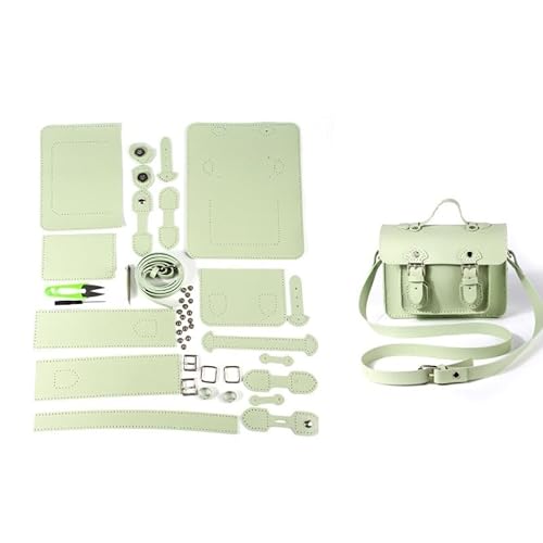 WEOKDFHA DIY-Set zur Ledertaschenherstellung DIY handgemachte Tasche Hand Nähen mit Nähwerkzeugen Umhängetasche Zubehör Pu Leder verstellbar(Green) von WEOKDFHA