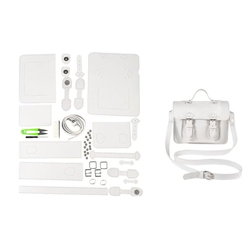 WEOKDFHA DIY-Set zur Ledertaschenherstellung DIY handgemachte Tasche Hand Nähen mit Nähwerkzeugen Umhängetasche Zubehör Pu Leder verstellbar(White) von WEOKDFHA