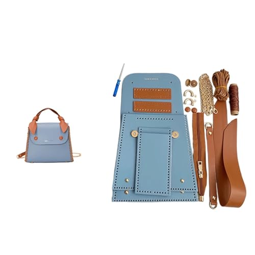 WEOKDFHA DIY-Set zur Ledertaschenherstellung Einfache handgemachte Herstellung von Taschen-Set, Handnähen, Lederhandwerk, DIY-Taschen-Set, Nähmaterial for Taschen-Handtaschen-Zubehör(Num1 Blue) von WEOKDFHA