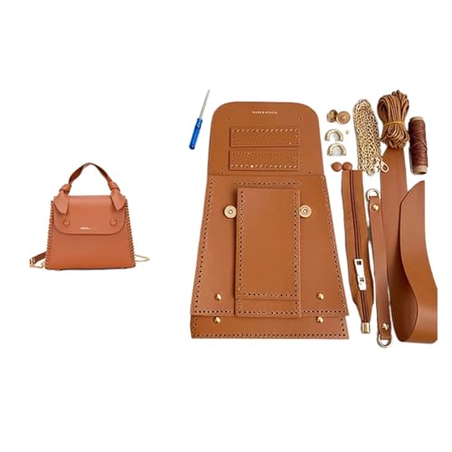 WEOKDFHA DIY-Set zur Ledertaschenherstellung Einfache handgemachte Herstellung von Taschen-Set, Handnähen, Lederhandwerk, DIY-Taschen-Set, Nähmaterial for Taschen-Handtaschen-Zubehör(Num1 Brown) von WEOKDFHA