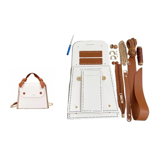 WEOKDFHA DIY-Set zur Ledertaschenherstellung Einfache handgemachte Herstellung von Taschen-Set, Handnähen, Lederhandwerk, DIY-Taschen-Set, Nähmaterial for Taschen-Handtaschen-Zubehör(Num1 White) von WEOKDFHA