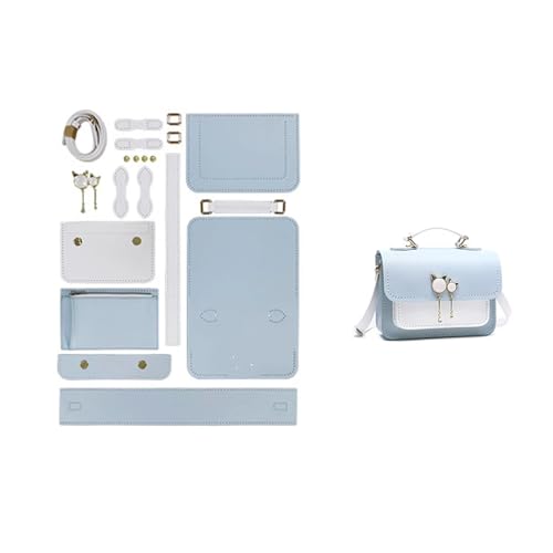 WEOKDFHA DIY-Set zur Ledertaschenherstellung Einfache handgemachte Herstellung von Taschen-Set, Handnähen, Lederhandwerk, DIY-Taschen-Set, Nähmaterial for Taschen-Handtaschen-Zubehör(Num2 Blue White) von WEOKDFHA