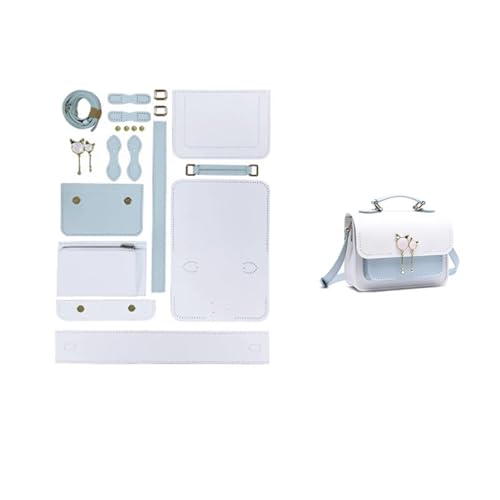 WEOKDFHA DIY-Set zur Ledertaschenherstellung Einfache handgemachte Herstellung von Taschen-Set, Handnähen, Lederhandwerk, DIY-Taschen-Set, Nähmaterial for Taschen-Handtaschen-Zubehör(Num2 White Blue) von WEOKDFHA