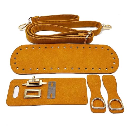 WEOKDFHA DIY-Set zur Ledertaschenherstellung Handgefertigter Taschenriemen aus Leder for Handtaschen, gewebtes Set, Taschenböden mit Hardware-Zubehör for DIY-Schulterhandtaschen(Yellow Set) von WEOKDFHA