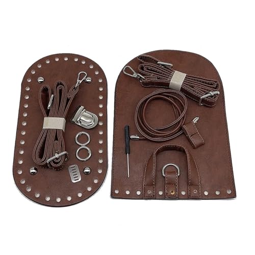 WEOKDFHA DIY-Set zur Ledertaschenherstellung Handtaschen-Schultergurt, gewebtes Taschen-Set, Leder-Taschenböden mit Hardware-Zubehör for selbstgemachte handgefertigte Taschen-Rucksäcke(Coffee) von WEOKDFHA