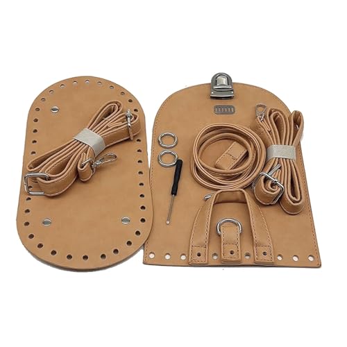 WEOKDFHA DIY-Set zur Ledertaschenherstellung Handtaschen-Schultergurt, gewebtes Taschen-Set, Leder-Taschenböden mit Hardware-Zubehör for selbstgemachte handgefertigte Taschen-Rucksäcke(Khaki) von WEOKDFHA