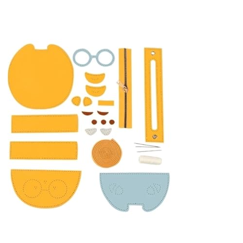 WEOKDFHA DIY-Set zur Ledertaschenherstellung Schöne Bären-Herstellungsmaterialien, DIY-Handwerks-Taschen-Nähset, handgefertigte Umhängetaschen-Herstellung, komplettes Set, Nähzubehör(Yellow) von WEOKDFHA