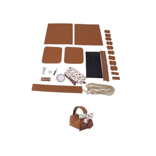WEOKDFHA DIY-Set zur Ledertaschenherstellung Zubehör Einfaches DIY-Handnähtaschen-Set Herstellungsset Handgefertigte Lederhandtasche Nähen Boston-Tasche mit Schultergurt for Frauen(Num1 Brown) von WEOKDFHA