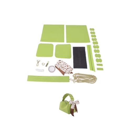 WEOKDFHA DIY-Set zur Ledertaschenherstellung Zubehör Einfaches DIY-Handnähtaschen-Set Herstellungsset Handgefertigte Lederhandtasche Nähen Boston-Tasche mit Schultergurt for Frauen(Num1 Green) von WEOKDFHA