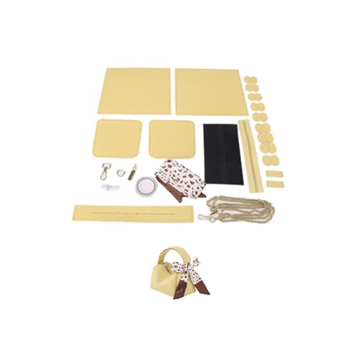 WEOKDFHA DIY-Set zur Ledertaschenherstellung Zubehör Einfaches DIY-Handnähtaschen-Set Herstellungsset Handgefertigte Lederhandtasche Nähen Boston-Tasche mit Schultergurt for Frauen(Num1 Yellow) von WEOKDFHA