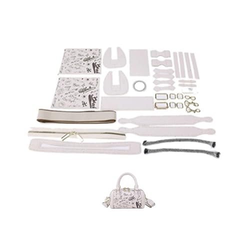 WEOKDFHA DIY-Set zur Ledertaschenherstellung Zubehör Einfaches DIY-Handnähtaschen-Set Herstellungsset Handgefertigte Lederhandtasche Nähen Boston-Tasche mit Schultergurt for Frauen(Num2 Beige) von WEOKDFHA